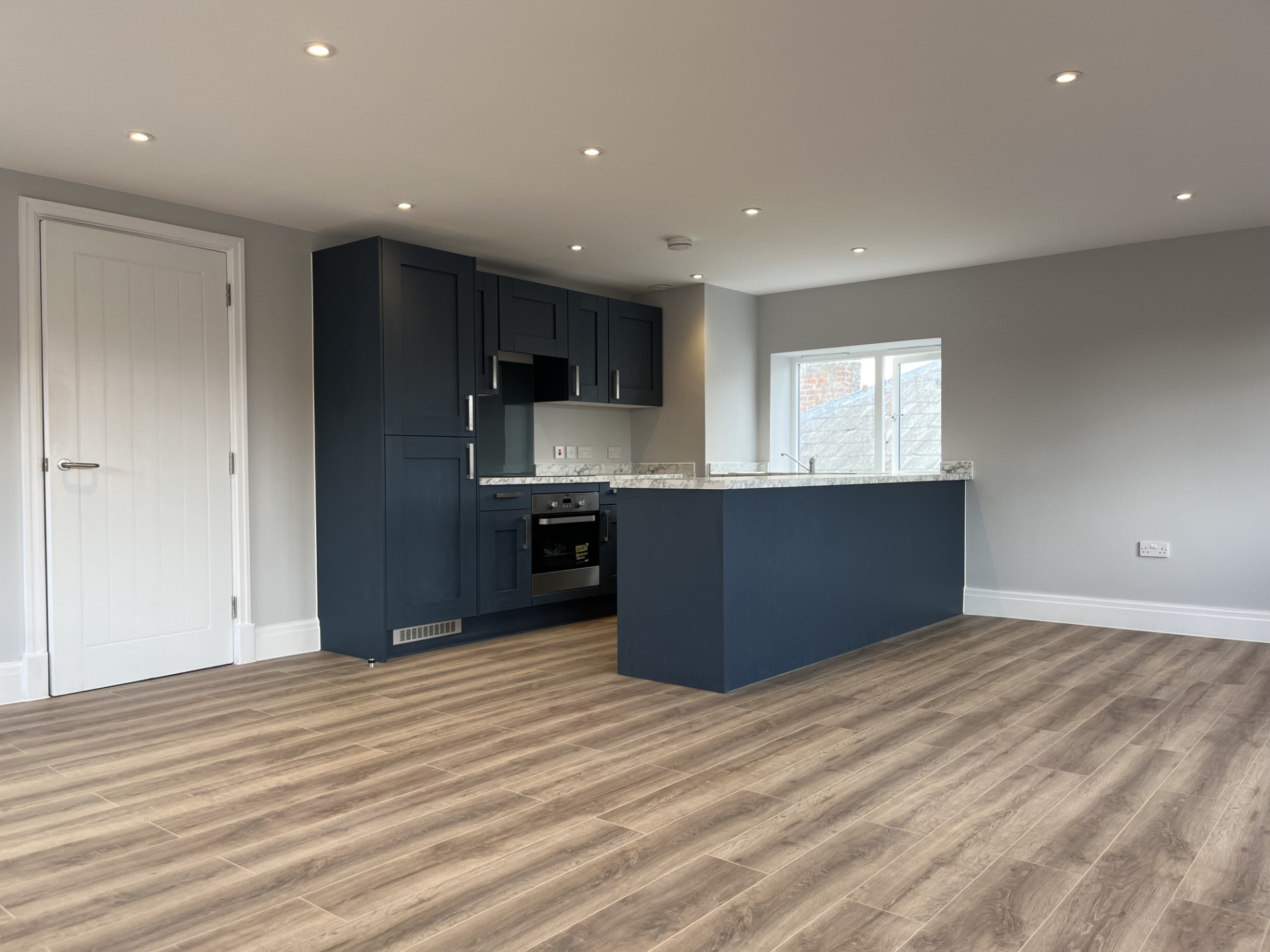 Interior Penthouse kitchen space at 19 Eastgate, Chester, Cheshire, 2023