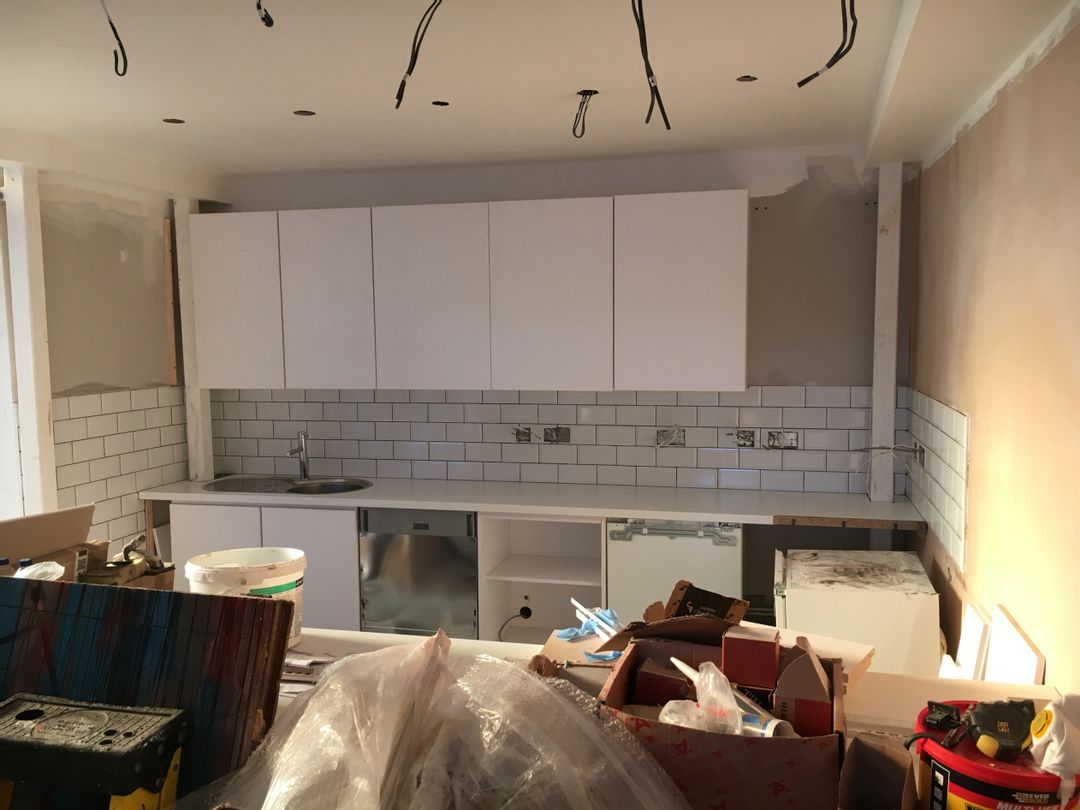Picture showing kitchen being built